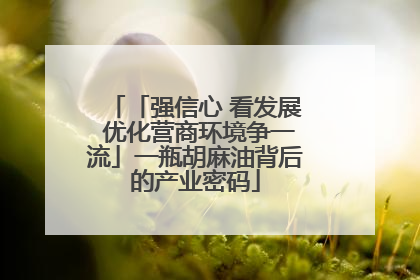 「强信心 看发展 优化营商环境争一流」一瓶胡麻油背后的产业密码