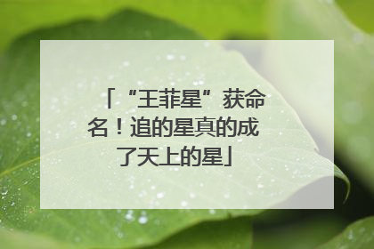 “王菲星”获命名！追的星真的成了天上的星