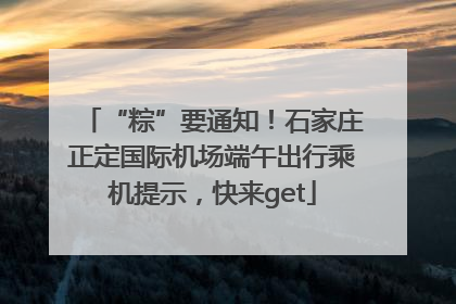 “粽”要通知！石家庄正定国际机场端午出行乘机提示，快来get