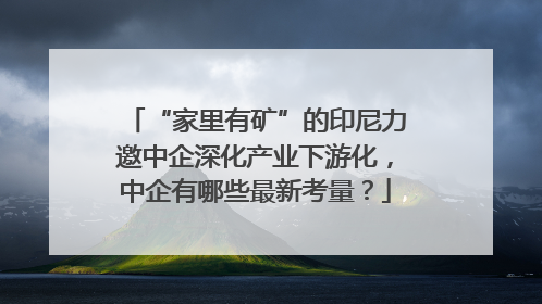 “家里有矿”的印尼力邀中企深化产业下游化，中企有哪些最新考量？