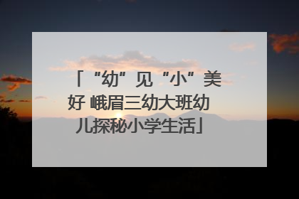 “幼”见“小”美好 峨眉三幼大班幼儿探秘小学生活
