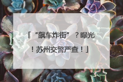 “飙车炸街”？曝光！苏州交警严查！