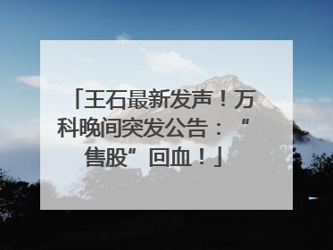 王石最新发声！万科晚间突发公告：“售股”回血！