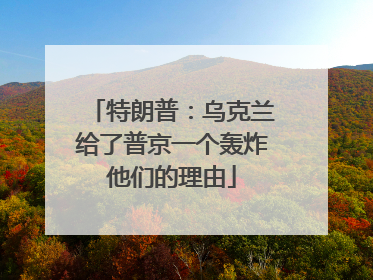 特朗普：乌克兰给了普京一个轰炸他们的理由