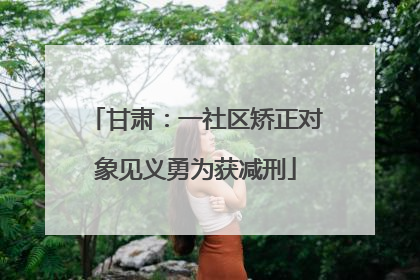 甘肃：一社区矫正对象见义勇为获减刑