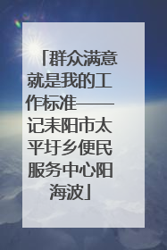 群众满意就是我的工作标准——记耒阳市太平圩乡便民服务中心阳海波