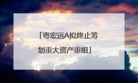 粤宏远A拟终止筹划重大资产重组