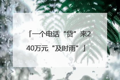 一个电话“贷”来240万元“及时雨”