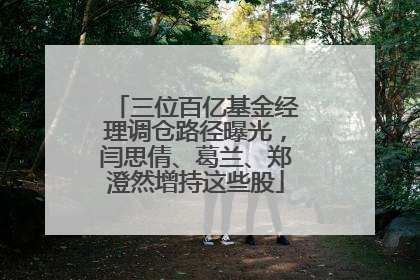 三位百亿基金经理调仓路径曝光，闫思倩、葛兰、郑澄然增持这些股