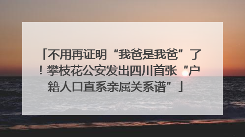 不用再证明“我爸是我爸”了！攀枝花公安发出四川首张“户籍人口直系亲属关系谱”