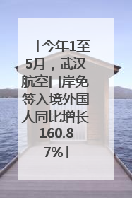 今年1至5月，武汉航空口岸免签入境外国人同比增长160.87%