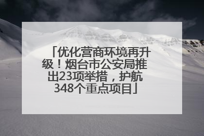 优化营商环境再升级！烟台市公安局推出23项举措，护航348个重点项目