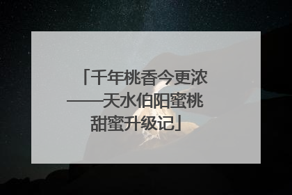 千年桃香今更浓——天水伯阳蜜桃甜蜜升级记