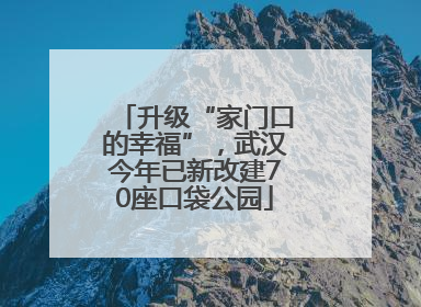 升级“家门口的幸福”，武汉今年已新改建70座口袋公园