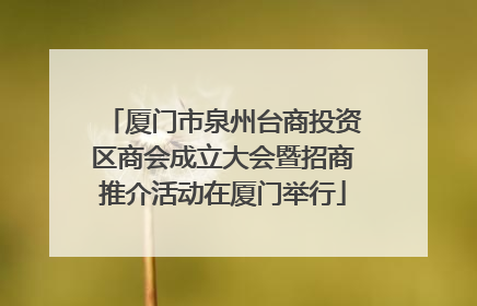 厦门市泉州台商投资区商会成立大会暨招商推介活动在厦门举行