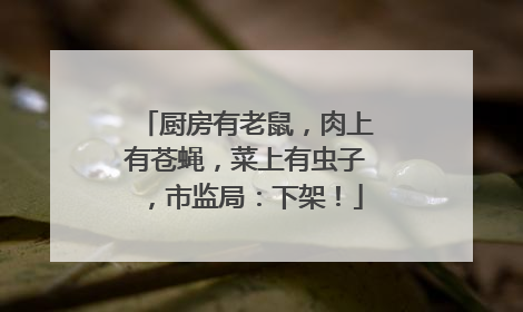 厨房有老鼠，肉上有苍蝇，菜上有虫子，市监局：下架！