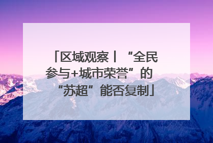 区域观察丨“全民参与+城市荣誉”的“苏超”能否复制