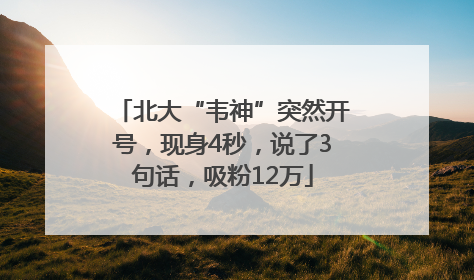 北大“韦神”突然开号，现身4秒，说了3句话，吸粉12万