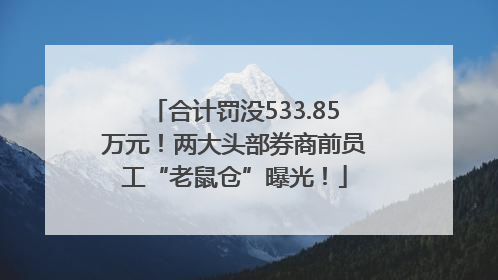 合计罚没533.85万元！两大头部券商前员工“老鼠仓”曝光！