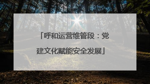 呼和运营维管段：党建文化赋能安全发展