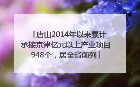 唐山2014年以来累计承接京津亿元以上产业项目948个，居全省前列