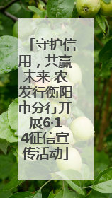 守护信用，共赢未来 农发行衡阳市分行开展6·14征信宣传活动