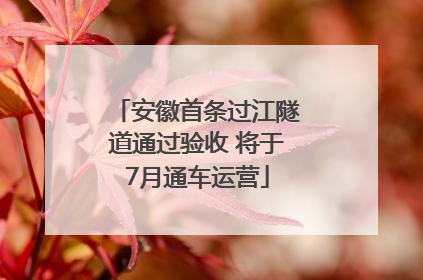 安徽首条过江隧道通过验收 将于7月通车运营