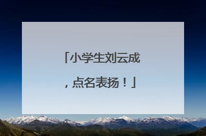 小学生刘云成，点名表扬！