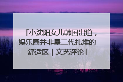 小沈阳女儿韩国出道，娱乐圈并非星二代扎堆的舒适区｜文艺评论