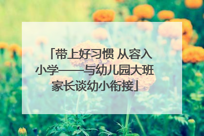 带上好习惯 从容入小学——与幼儿园大班家长谈幼小衔接