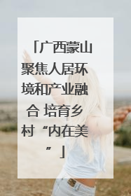 广西蒙山聚焦人居环境和产业融合 培育乡村“内在美”