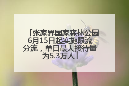 张家界国家森林公园6月15日起实施限流分流，单日最大接待量为5.3万人