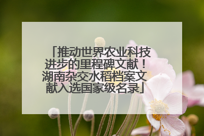 推动世界农业科技进步的里程碑文献！湖南杂交水稻档案文献入选国家级名录