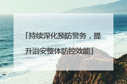 持续深化预防警务，提升治安整体防控效能
