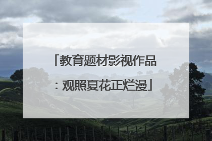 教育题材影视作品：观照夏花正烂漫