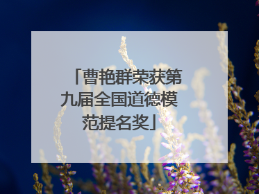 曹艳群荣获第九届全国道德模范提名奖