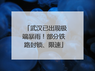 武汉已出现极端暴雨！部分铁路封锁、限速