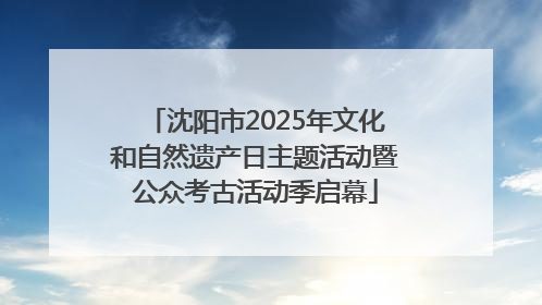 沈阳市2025年文化和自然遗产日主题活动暨公众考古活动季启幕
