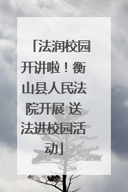 法润校园开讲啦！衡山县人民法院开展 送法进校园活动