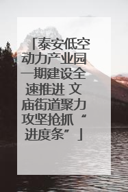 泰安低空动力产业园一期建设全速推进 文庙街道聚力攻坚抢抓“进度条”