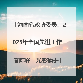 海南省政协委员、2025年全国先进工作者陈峰：光影捕手