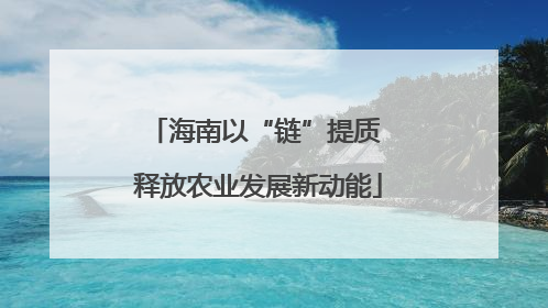 海南以“链”提质 释放农业发展新动能
