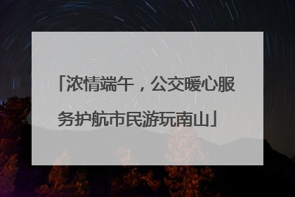 浓情端午，公交暖心服务护航市民游玩南山