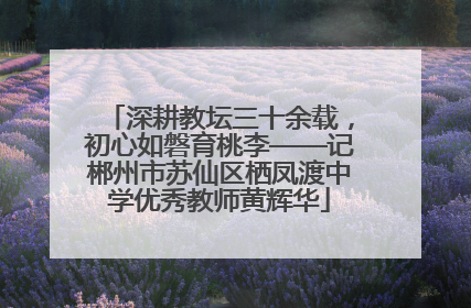 深耕教坛三十余载，初心如磐育桃李——记郴州市苏仙区栖凤渡中学优秀教师黄辉华