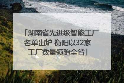湖南省先进级智能工厂名单出炉 衡阳以32家工厂数量领跑全省
