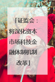 证监会：将深化资本市场科技金融体制机制改革