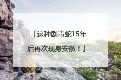 这种剧毒蛇15年后再次现身安徽！