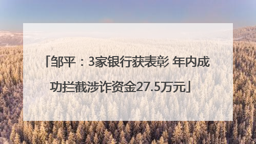 邹平：3家银行获表彰 年内成功拦截涉诈资金27.5万元