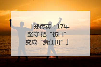 郑传英：17年坚守 把“伤口”变成“责任田”