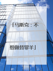 马斯克：不想做替罪羊